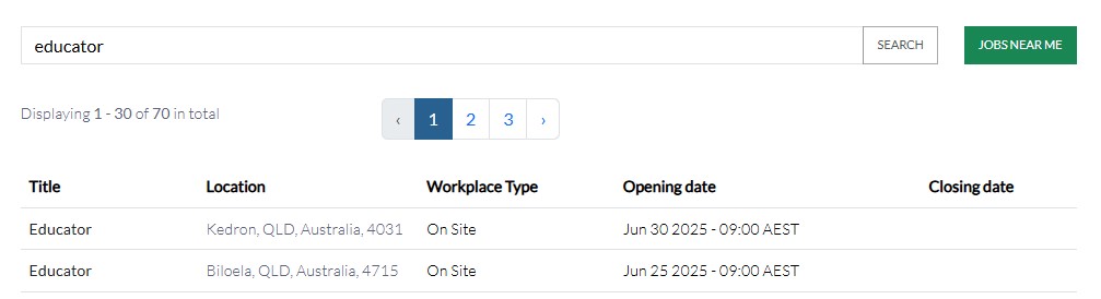 Job search block pagination controls