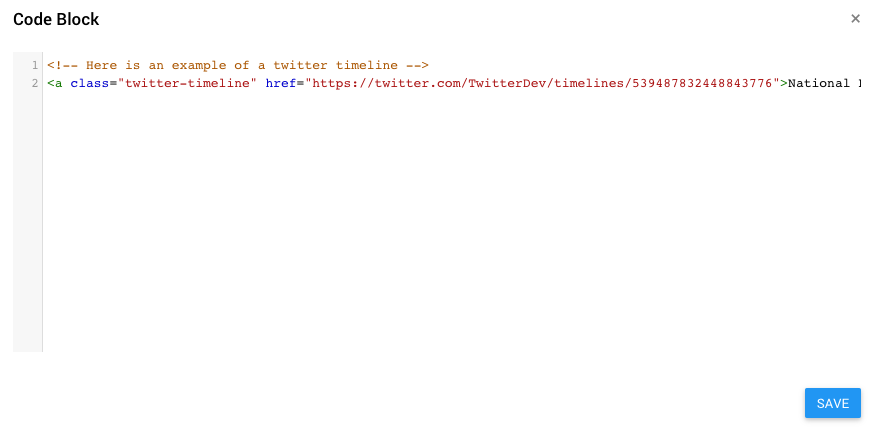 creating a code block