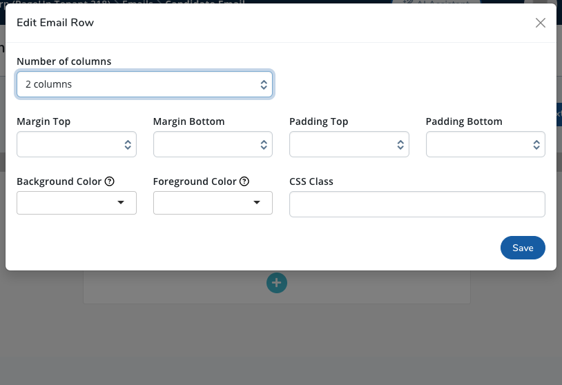 Email row edit modal