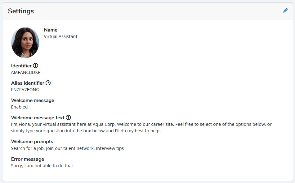 Main chatbot settings