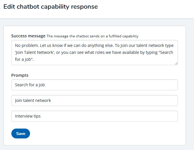 Chatbot capability response configuration
