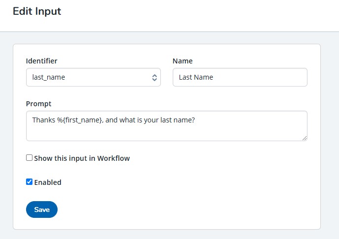 Edit Chatbot Input