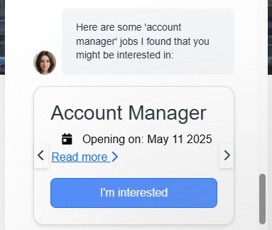 Chatbot Job Success Message Example